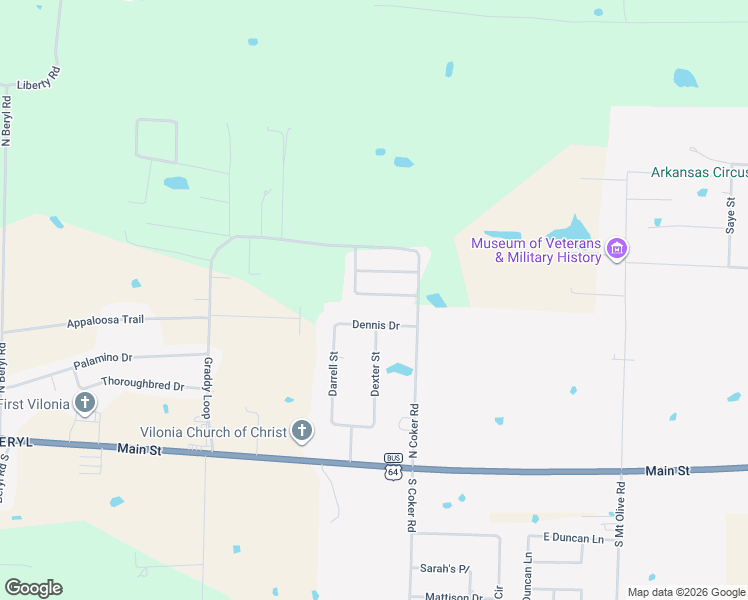 map of restaurants, bars, coffee shops, grocery stores, and more near 19 Waterloo Loop in Vilonia