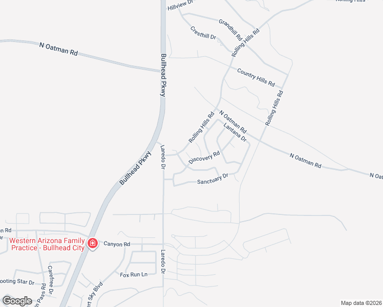 map of restaurants, bars, coffee shops, grocery stores, and more near 2633 Discovery Road in Bullhead City