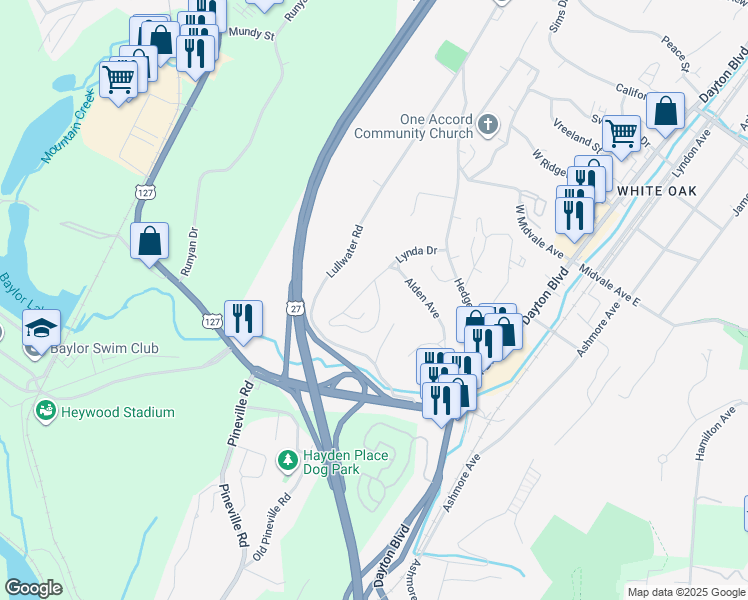 map of restaurants, bars, coffee shops, grocery stores, and more near 138 Lynda Drive in Chattanooga
