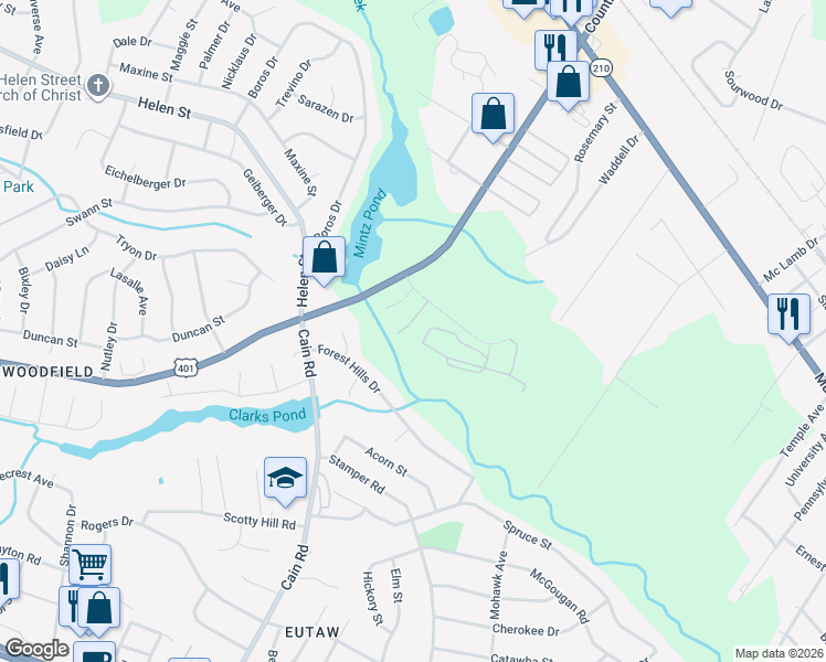 map of restaurants, bars, coffee shops, grocery stores, and more near 1535 Londonderry Place in Fayetteville