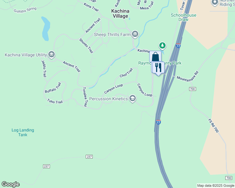 map of restaurants, bars, coffee shops, grocery stores, and more near 4004 Canyon Loop in Flagstaff