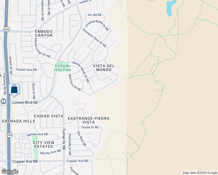 map of restaurants, bars, coffee shops, grocery stores, and more near 1228 Sierra Larga Drive Northeast in Albuquerque