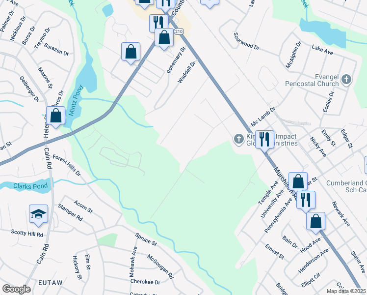 map of restaurants, bars, coffee shops, grocery stores, and more near 400 Pelt Dr in Fayetteville