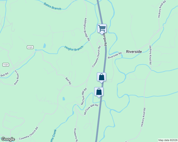 map of restaurants, bars, coffee shops, grocery stores, and more near 343 Coweeta Church Road in Otto