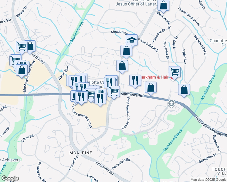 map of restaurants, bars, coffee shops, grocery stores, and more near in Charlotte