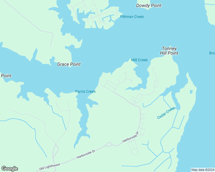 map of restaurants, bars, coffee shops, grocery stores, and more near 834 East Harborside Road in Oriental