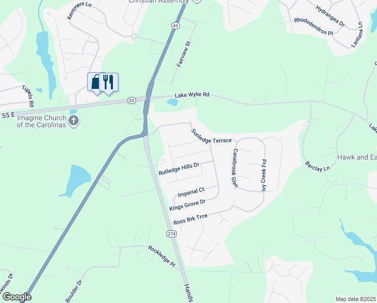 map of restaurants, bars, coffee shops, grocery stores, and more near 1737 Bailey Ridge Drive in York