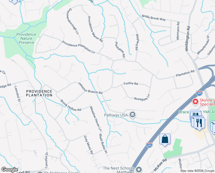 map of restaurants, bars, coffee shops, grocery stores, and more near 2508 Houston Branch Road in Charlotte