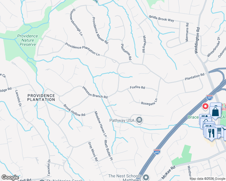 map of restaurants, bars, coffee shops, grocery stores, and more near 2508 Houston Branch Road in Charlotte