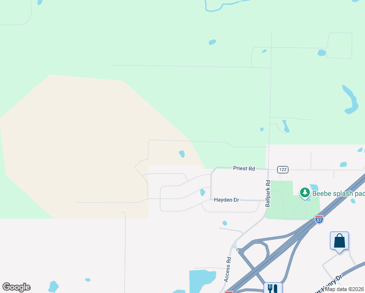 map of restaurants, bars, coffee shops, grocery stores, and more near 706 Priest Road in Beebe