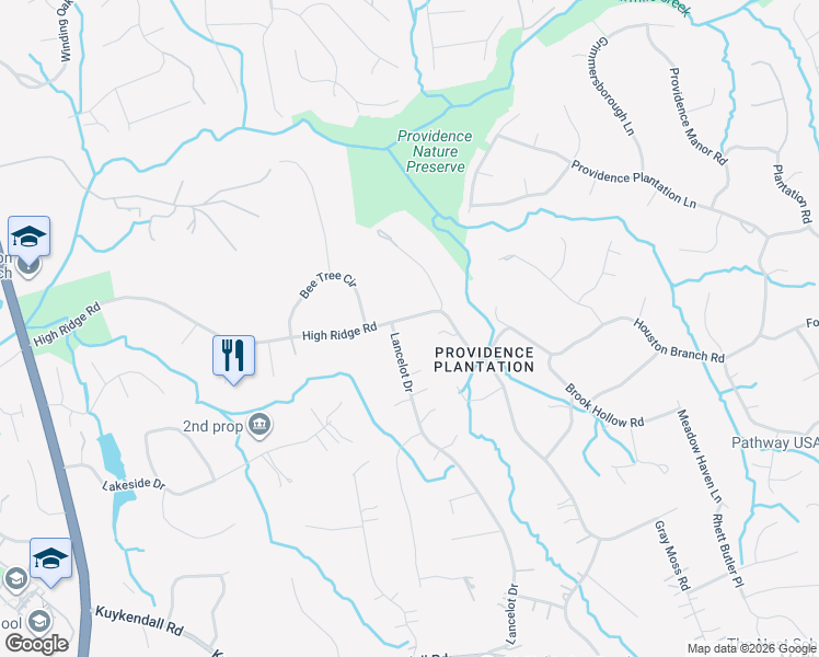map of restaurants, bars, coffee shops, grocery stores, and more near 3313 High Ridge Road in Charlotte
