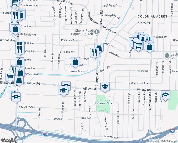 map of restaurants, bars, coffee shops, grocery stores, and more near in Memphis