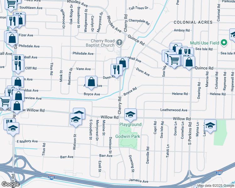 map of restaurants, bars, coffee shops, grocery stores, and more near in Memphis