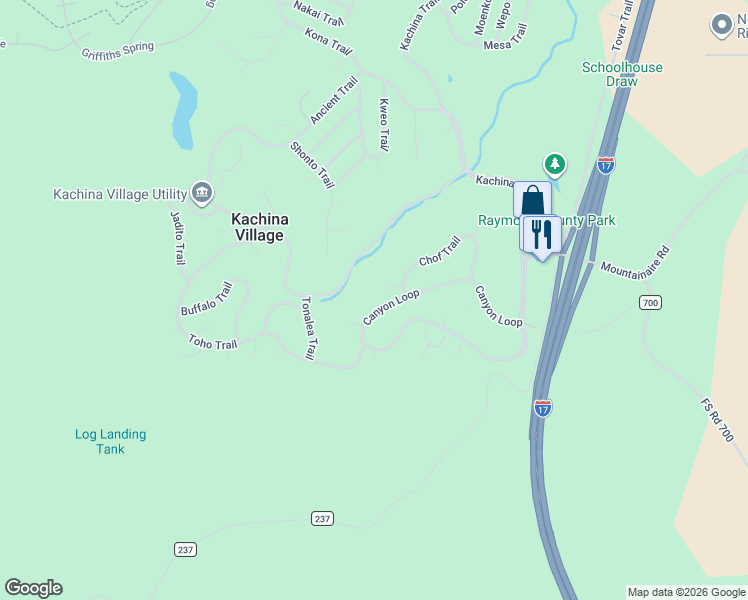 map of restaurants, bars, coffee shops, grocery stores, and more near 4258 Canyon Loop in Flagstaff