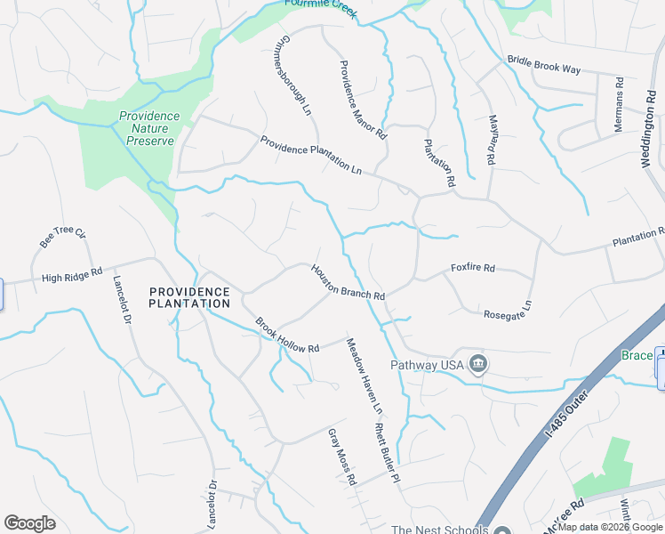 map of restaurants, bars, coffee shops, grocery stores, and more near 2700 Houston Branch Road in Charlotte