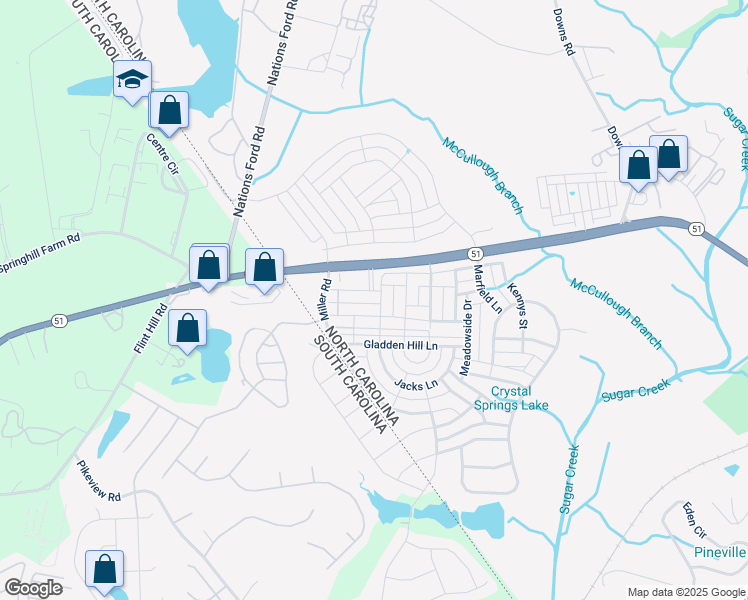 map of restaurants, bars, coffee shops, grocery stores, and more near 11422 Founders Park Lane in Pineville