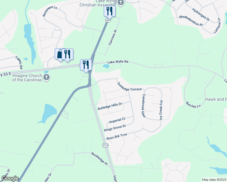 map of restaurants, bars, coffee shops, grocery stores, and more near 1737 Bailey Ridge Drive in York