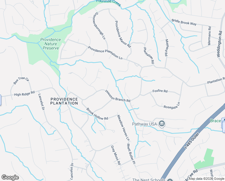 map of restaurants, bars, coffee shops, grocery stores, and more near 2700 Houston Branch Road in Charlotte