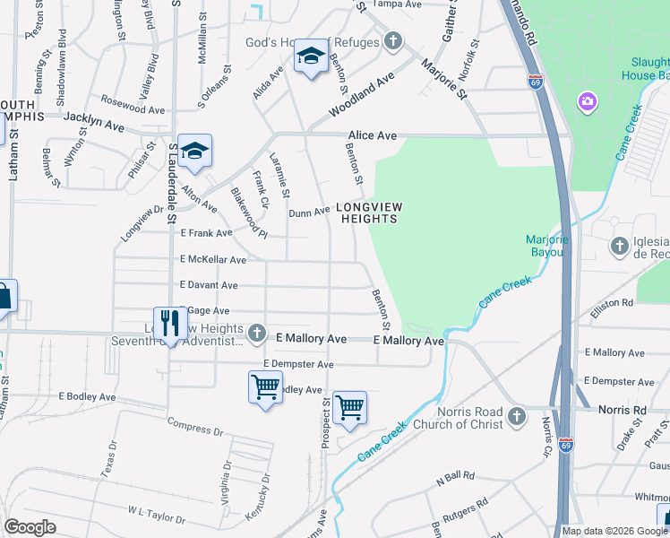 map of restaurants, bars, coffee shops, grocery stores, and more near 812 East McKellar Avenue in Memphis