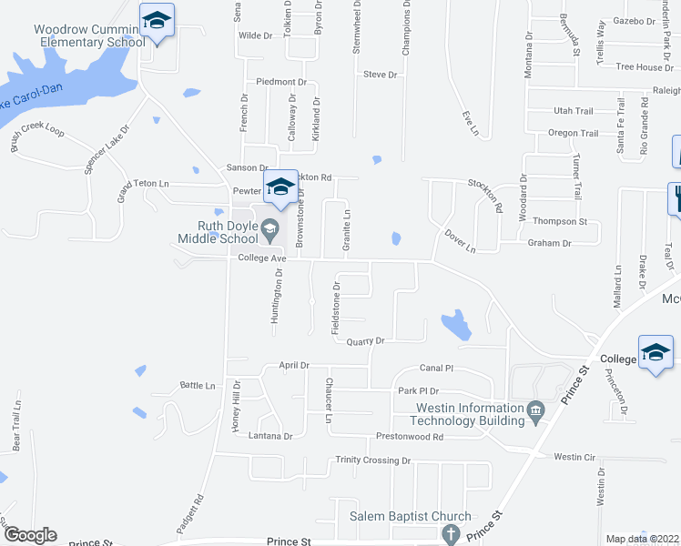map of restaurants, bars, coffee shops, grocery stores, and more near 5135 Round Rock Lane in Conway