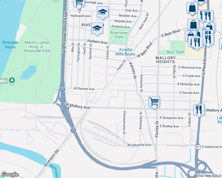 map of restaurants, bars, coffee shops, grocery stores, and more near 183 West McKellar Avenue in Memphis