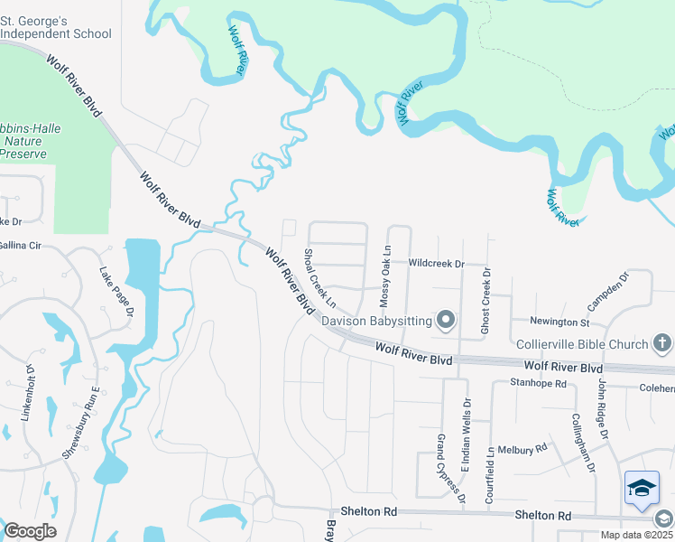 map of restaurants, bars, coffee shops, grocery stores, and more near 1280 Marsh Springs Lane in Collierville