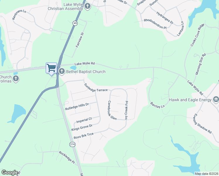 map of restaurants, bars, coffee shops, grocery stores, and more near 2411 Ivy Creek Ford in York