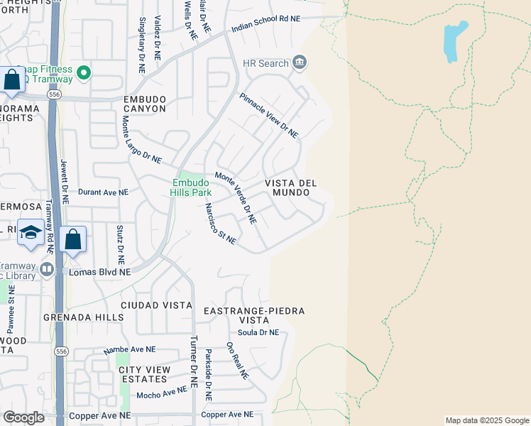 map of restaurants, bars, coffee shops, grocery stores, and more near 14009 Pine Butte Road Northeast in Albuquerque