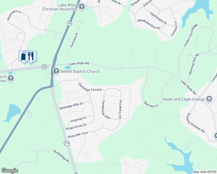 map of restaurants, bars, coffee shops, grocery stores, and more near 2411 Ivy Creek Ford in York