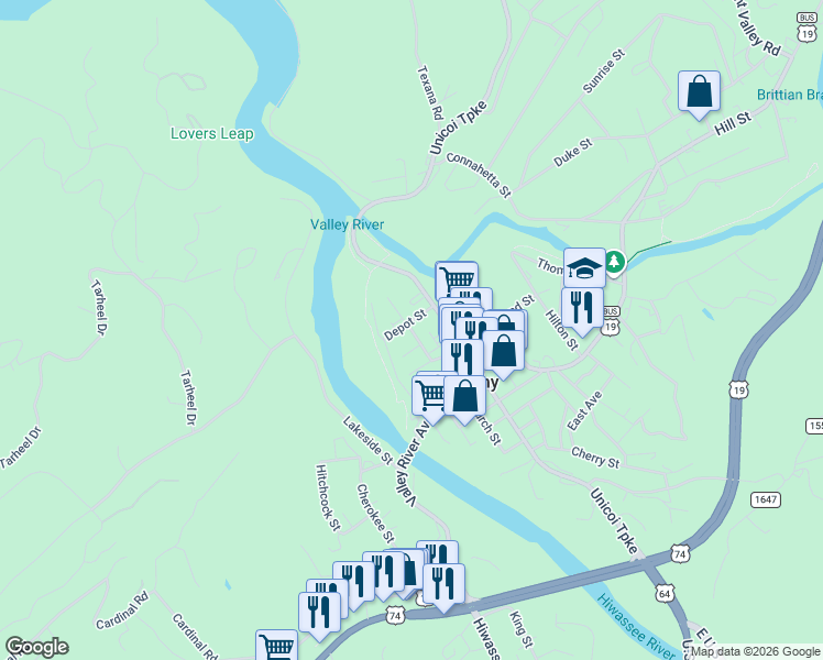 map of restaurants, bars, coffee shops, grocery stores, and more near 15 Dickey in Murphy