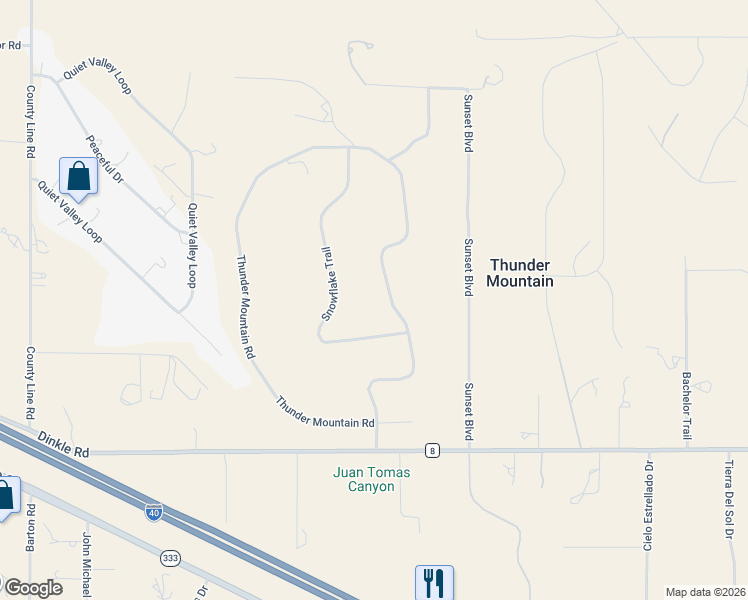 map of restaurants, bars, coffee shops, grocery stores, and more near 51 Thunder Mountain Road in Edgewood