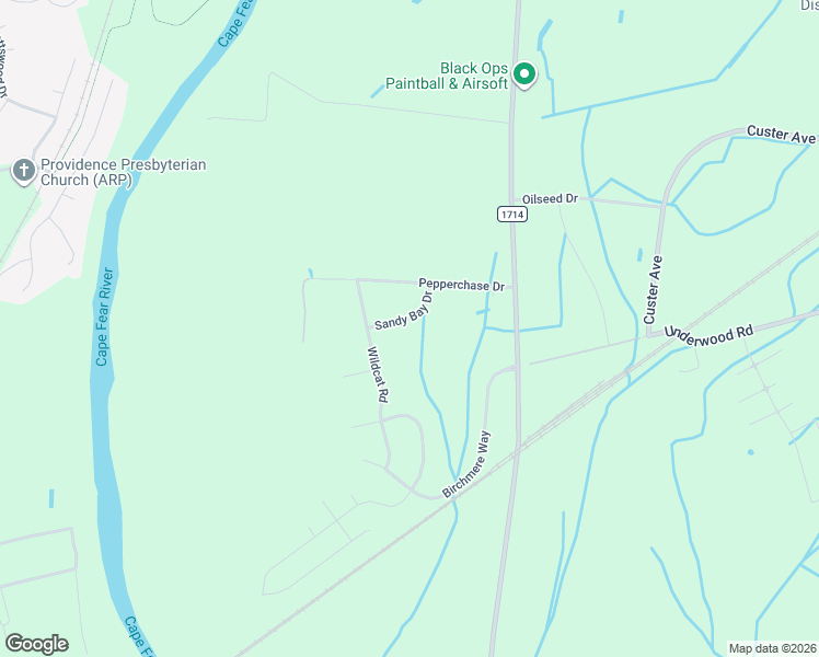 map of restaurants, bars, coffee shops, grocery stores, and more near 1526 Sandy Bay Drive in Fayetteville
