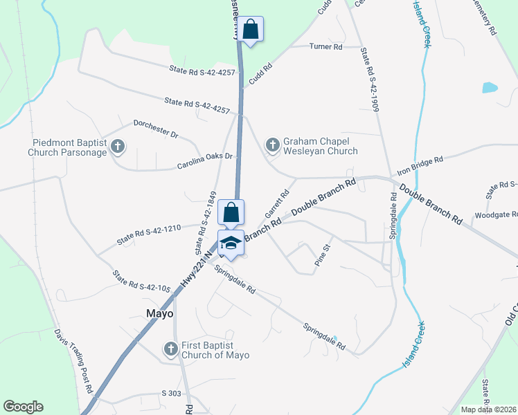 map of restaurants, bars, coffee shops, grocery stores, and more near 135 Garrett Road in Cowpens