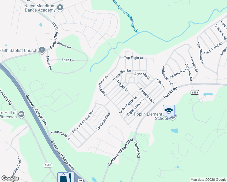 map of restaurants, bars, coffee shops, grocery stores, and more near 1026 Slew O Gold Lane in Indian Trail