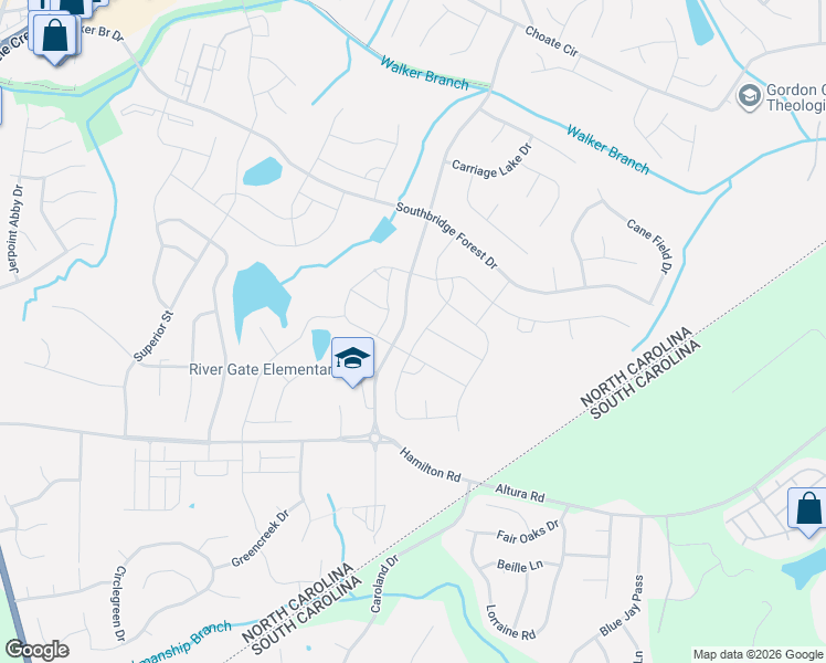 map of restaurants, bars, coffee shops, grocery stores, and more near 10002 Berkeley Castle Drive in Charlotte