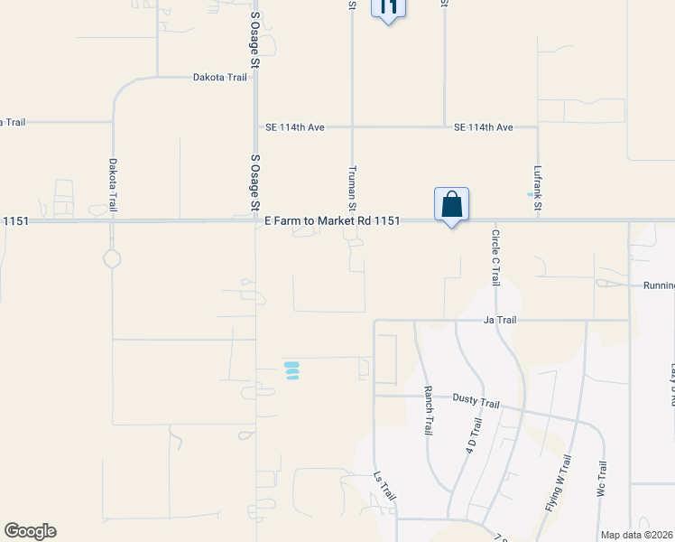 map of restaurants, bars, coffee shops, grocery stores, and more near 2400 East Farm to Market Road 1151 in Amarillo