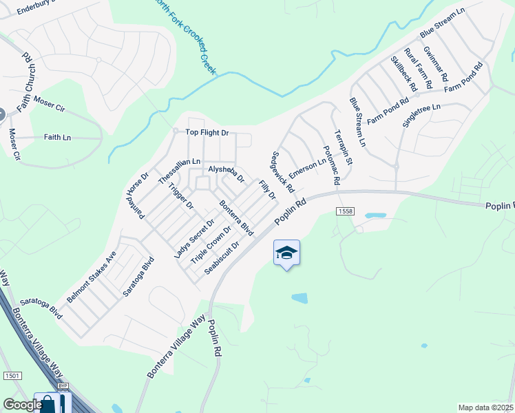 map of restaurants, bars, coffee shops, grocery stores, and more near 1005 Triple Crown Drive in Indian Trail