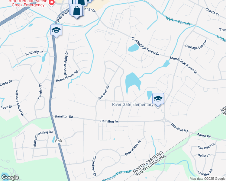 map of restaurants, bars, coffee shops, grocery stores, and more near 14832 Havasu Street in Charlotte