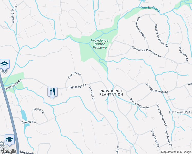 map of restaurants, bars, coffee shops, grocery stores, and more near 3221 Lazy Branch Road in Charlotte