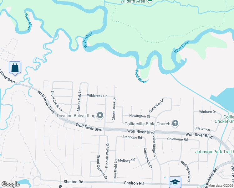map of restaurants, bars, coffee shops, grocery stores, and more near 1800 Ghost Creek Cove in Collierville
