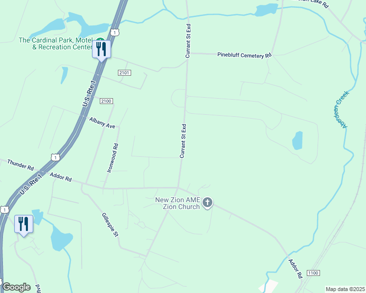 map of restaurants, bars, coffee shops, grocery stores, and more near Currant Street Extension in Moore County
