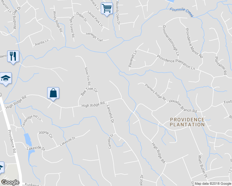 map of restaurants, bars, coffee shops, grocery stores, and more near 3221 Lazy Branch Road in Charlotte