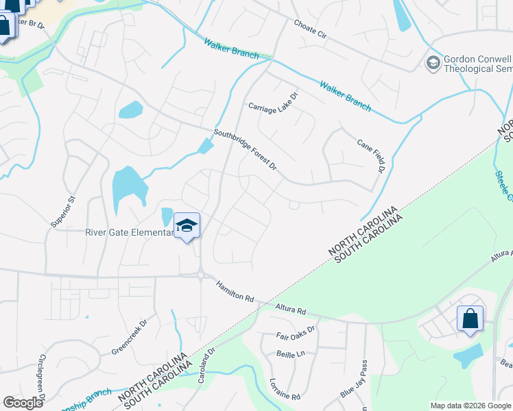 map of restaurants, bars, coffee shops, grocery stores, and more near 12336 Belmont Mansion Drive in Charlotte