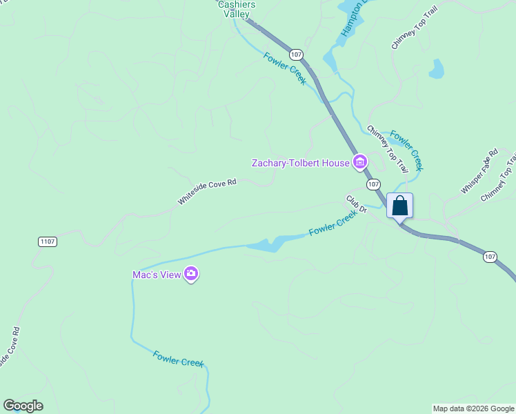 map of restaurants, bars, coffee shops, grocery stores, and more near 364 Gristmill Ridge in Cashiers