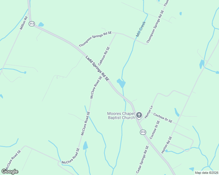 map of restaurants, bars, coffee shops, grocery stores, and more near 1242 Ladd Springs Road Southeast in Cleveland