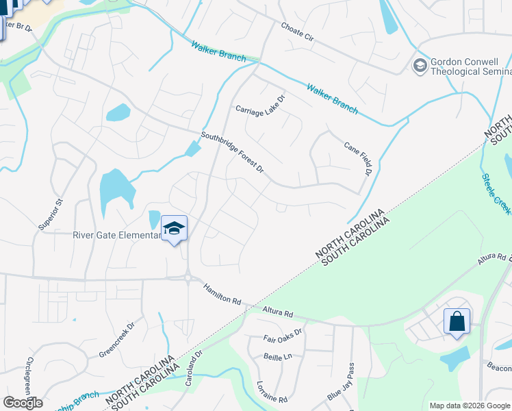 map of restaurants, bars, coffee shops, grocery stores, and more near 12433 Belmont Mansion Drive in Charlotte