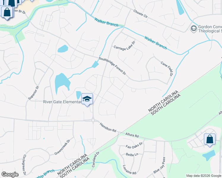 map of restaurants, bars, coffee shops, grocery stores, and more near 10002 Berkeley Castle Drive in Charlotte