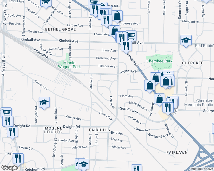 map of restaurants, bars, coffee shops, grocery stores, and more near 2748 Smith Haven Drive in Memphis