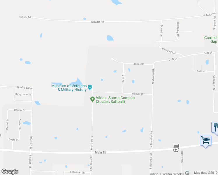 map of restaurants, bars, coffee shops, grocery stores, and more near 40 Weaver Drive in Vilonia