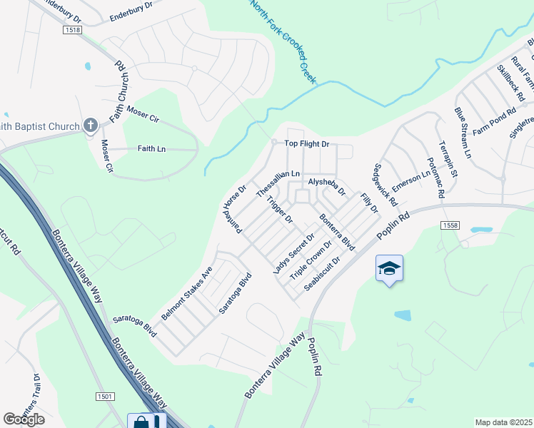 map of restaurants, bars, coffee shops, grocery stores, and more near 1042 Slew O Gold Lane in Indian Trail